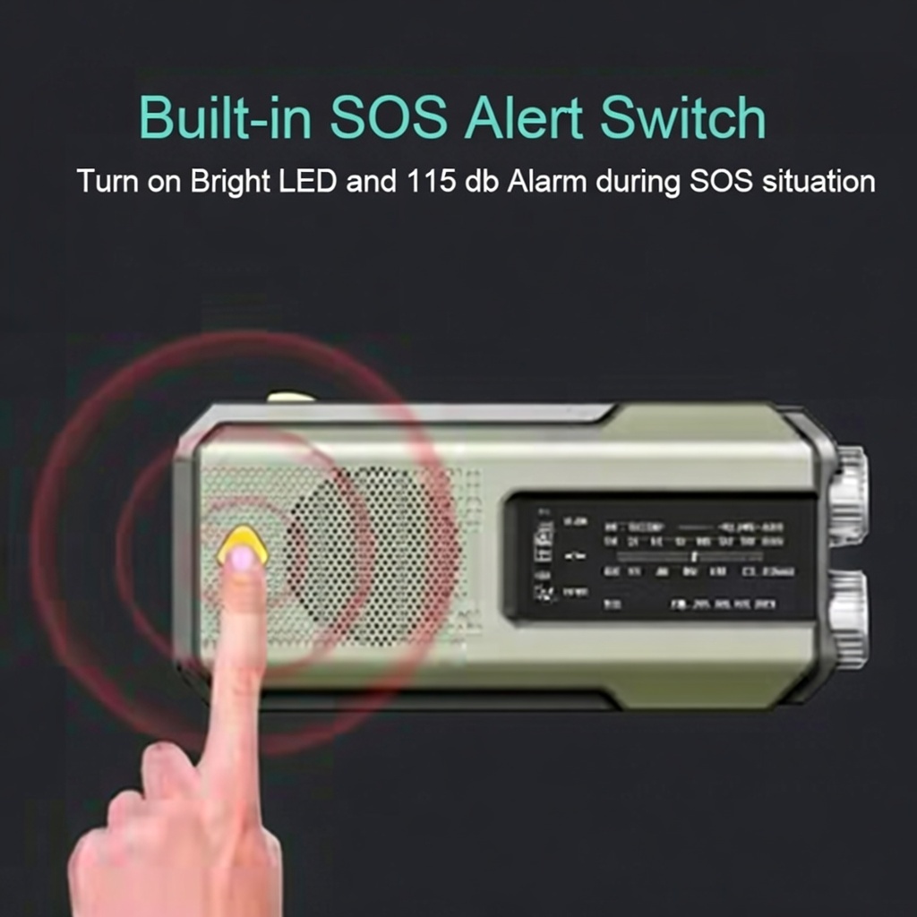 Radio kryzysowe STONEGO z funkcją power banku i latarką – gotowe na blackout dzięki USB, solarnemu ładowaniu i korbce! - obrazek 3